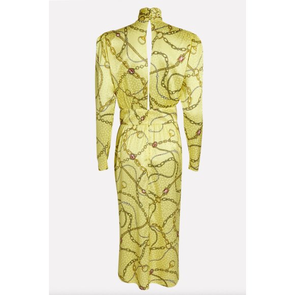 *SOLD* Ronny Kobo Kaira Silk Chain Link Printed Satin Dress NWT - Picture 3 of 15